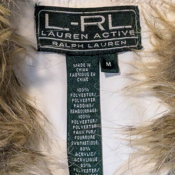 LAUREN Ralph Lauren Active Jacket Womens Medium Faux Fur Hooded Zip Pockets LRL - Picture 3 of 5